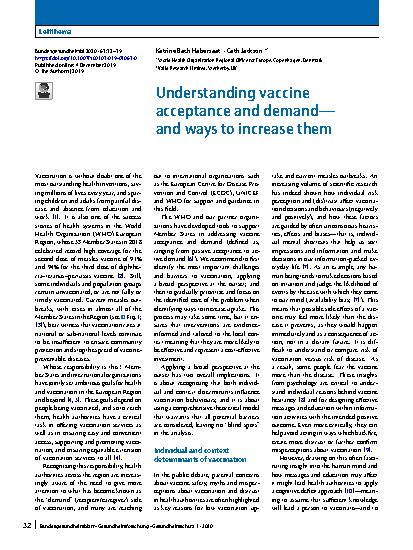 Vorschauseite 1: Understanding vaccine acceptance and demand—and ways to increase them