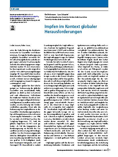 Vorschauseite 1: Impfen im Kontext globaler Herausforderungen