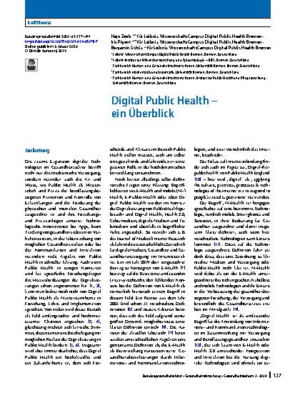 Vorschauseite 1: Digital Public Health – ein Überblick