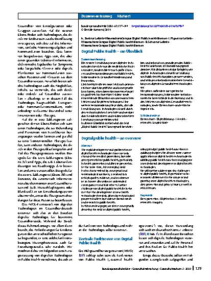 Vorschauseite 3: Digital Public Health – ein Überblick