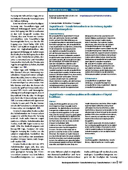 Vorschauseite 3: Digital Divide – Soziale Unterschiede in der Nutzung digitaler Gesundheitsangebote