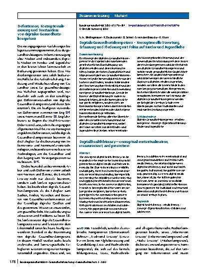 Vorschauseite 3: Digitale Gesundheitskompetenz – Konzeptionelle Verortung, Erfassung und Förderung mit Fokus auf Kinder und Jugendliche