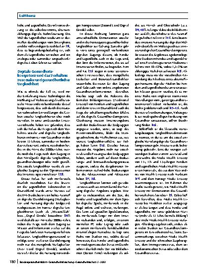 Vorschauseite 5: Digitale Gesundheitskompetenz – Konzeptionelle Verortung, Erfassung und Förderung mit Fokus auf Kinder und Jugendliche