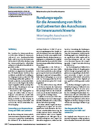 Vorschauseite 1: Rundungsregeln für die Anwendung von Richtund Leitwerten des Ausschusses für Innenraumrichtwerte