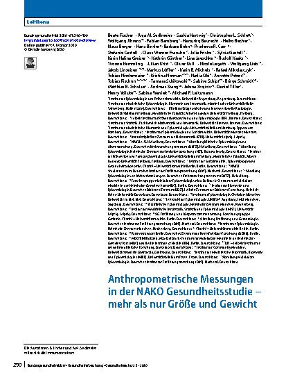 Vorschauseite 1: Anthropometrische Messungen in der NAKO Gesundheitsstudie – mehr als nur Größe und Gewicht