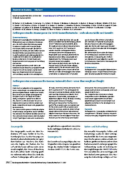 Vorschauseite 3: Anthropometrische Messungen in der NAKO Gesundheitsstudie – mehr als nur Größe und Gewicht