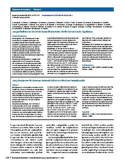 Vorschauseite 3: Lungenfunktion in der NAKO Gesundheitsstudie: Methoden und erste Ergebnisse