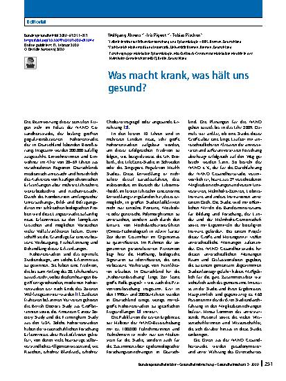 Vorschauseite 1: Was macht krank, was hält uns gesund?