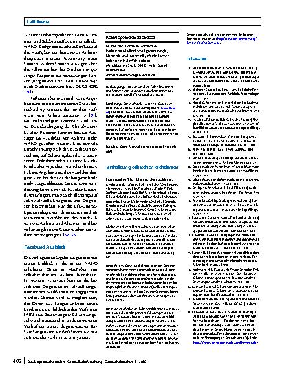 Vorschauseite 6: Häufigkeit von Asthma bronchiale und Alter bei der Erstdiagnose – erste Ergebnisse der NAKO Gesundheitsstudie