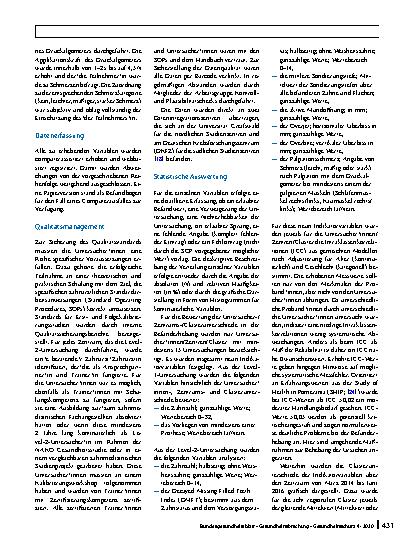 Vorschauseite 6: Design und Qualitätskontrolle der zahnmedizinischen Untersuchung in der NAKO Gesundheitsstudie