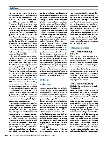 Vorschauseite 2: Häufigkeiten muskuloskelettaler Symptome und Erkrankungen in der bevölkerungsbezogenen NAKO Gesundheitsstudie