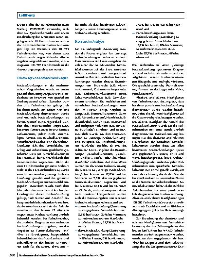 Vorschauseite 2: Selbstberichtete Krebserkrankungen in der NAKO Gesundheitsstudie: Erfassungsmethoden und erste Ergebnisse