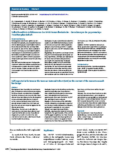Vorschauseite 3: Selbst berichtete Infektionen in der NAKO Gesundheitsstudie – Einordnung in die gegenwärtige Forschungslandschaft