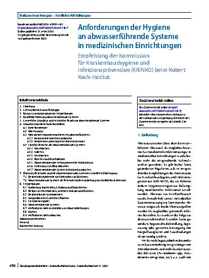 Vorschauseite 1: Anforderungen der Hygiene an abwasserführende Systeme in medizinischen Einrichtungen