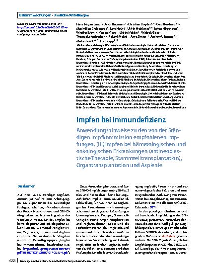Vorschauseite 1: Impfen bei Immundefizienz