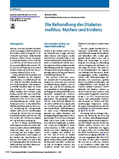Vorschauseite 1: Die Behandlung des Diabetes mellitus: Mythen und Evidenz