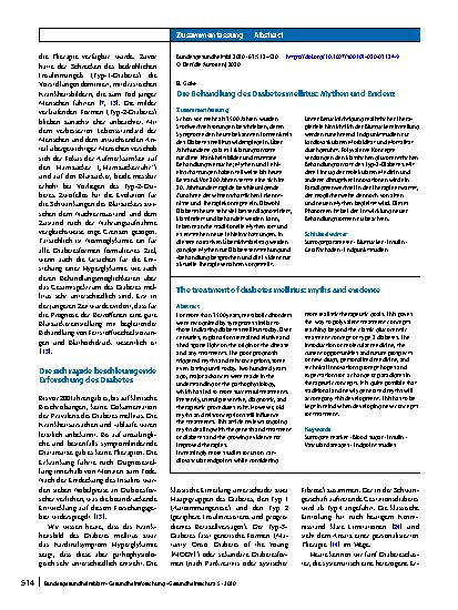 Vorschauseite 3: Die Behandlung des Diabetes mellitus: Mythen und Evidenz