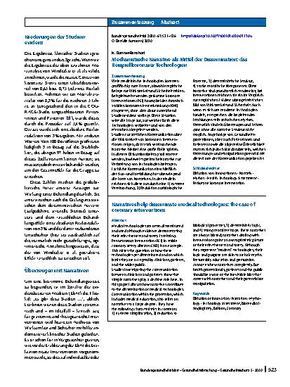 Vorschauseite 3: Mechanistische Narrative als Mittel der Dissemination: das Beispiel koronarer Technologien