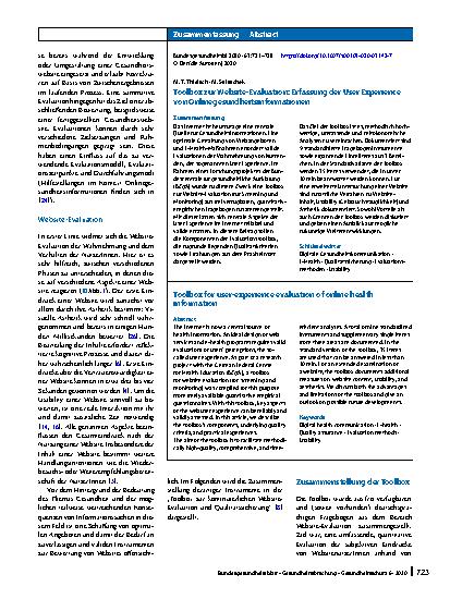 Vorschauseite 3: Toolbox zur Website-Evaluation: Erfassung der User Experience von Onlinegesundheitsinformationen