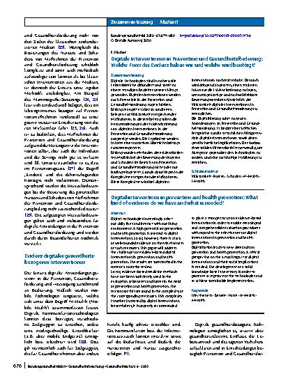 Vorschauseite 3: Digitale Interventionen in Prävention und Gesundheitsförderung: Welche Form der Evidenz haben wir und welche wird benötigt?
