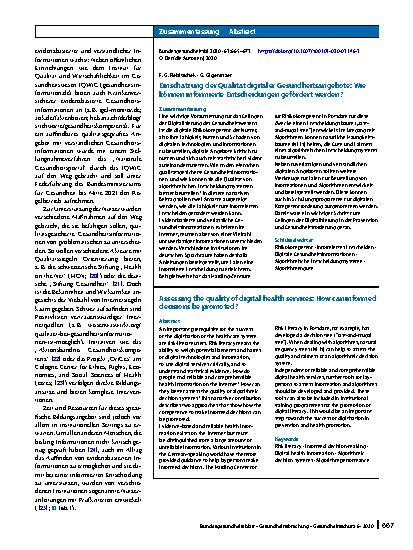 Vorschauseite 3: Einschätzung der Qualität digitaler Gesundheitsangebote: Wie können informierte Entscheidungen gefördert werden?