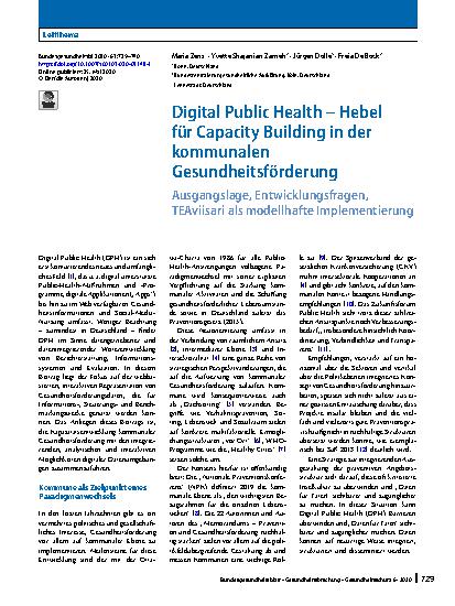 Vorschauseite 1: Digital Public Health – Hebel für Capacity Building in der kommunalen Gesundheitsförderung