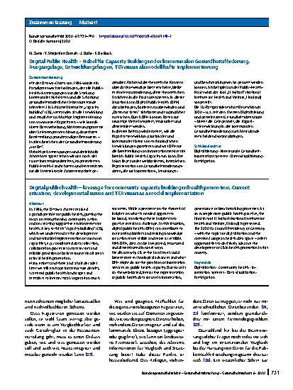 Vorschauseite 3: Digital Public Health – Hebel für Capacity Building in der kommunalen Gesundheitsförderung