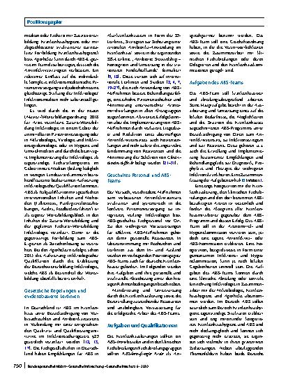 Vorschauseite 2: Strukturelle und personelle Voraussetzungen für die Sicherung einer rationalen Antiinfektivaverordnung in Krankenhäusern