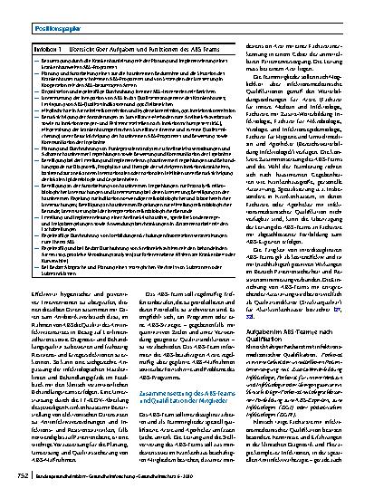Vorschauseite 4: Strukturelle und personelle Voraussetzungen für die Sicherung einer rationalen Antiinfektivaverordnung in Krankenhäusern