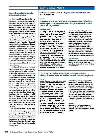 Vorschauseite 3: Zusammenarbeit von Pädiatrie und Sozialpädiatrie – Schaffung einer biopsychosozialen Medizin für komplex chronisch kranke Kinder und Jugendliche