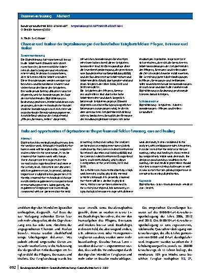 Vorschauseite 3: Chancen und Risiken der Digitalisierung in den beruflichen Tätigkeitsfeldern Pflegen, Betreuen und Heilen