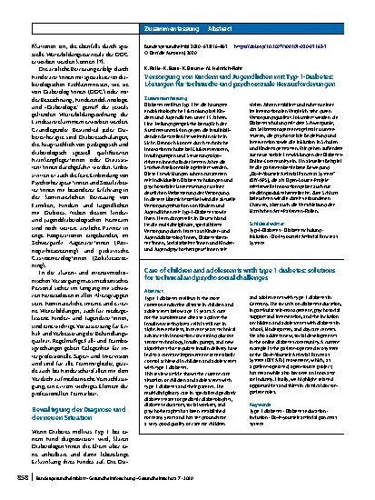 Vorschauseite 3: Versorgung von Kindern und Jugendlichen mit Typ-1-Diabetes: Lösungen für technische und psychosoziale Herausforderungen
