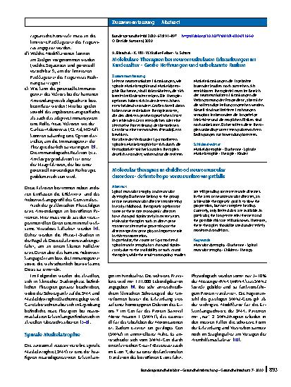 Vorschauseite 3: Molekulare Therapien bei neuromuskulären Erkrankungen im Kindesalter – Große Hoffnungen und unbekannte Risiken