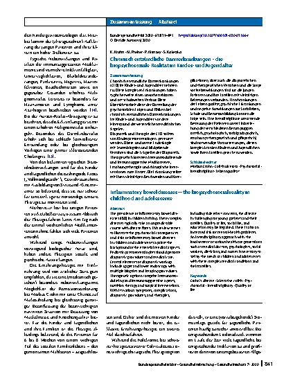 Vorschauseite 3: Chronisch entzündliche Darmerkrankungen – die biopsychosoziale Realität im Kindesund Jugendalter