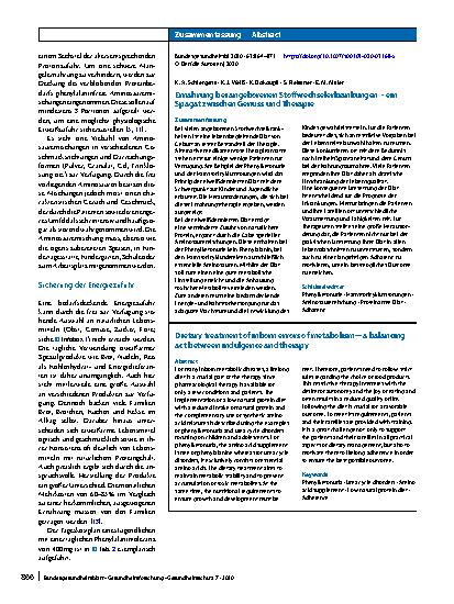 Vorschauseite 3: Ernährung bei angeborenen Stoffwechselerkrankungen – ein Spagat zwischen Genuss und Therapie
