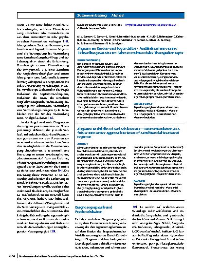 Vorschauseite 3: Migräne im Kindesund Jugendalter – Ausblick auf innovative Behandlungsansätze im Rahmen multimodaler Therapiekonzepte