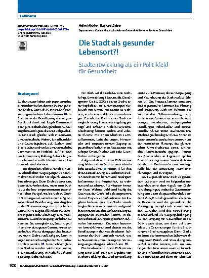 Vorschauseite 1: Die Stadt als gesunder Lebensort? !