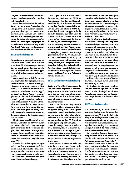 Vorschauseite 2: Transfusionsassoziierte Immunmodulation (TRIM): Stellungnahme des Arbeitskreises Blut