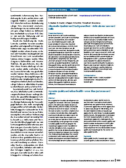 Vorschauseite 3: Akustische Qualität und Stadtgesundheit – Mehr als nur Lärm und Stille