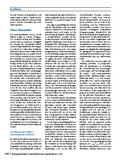 Vorschauseite 4: Akustische Qualität und Stadtgesundheit – Mehr als nur Lärm und Stille
