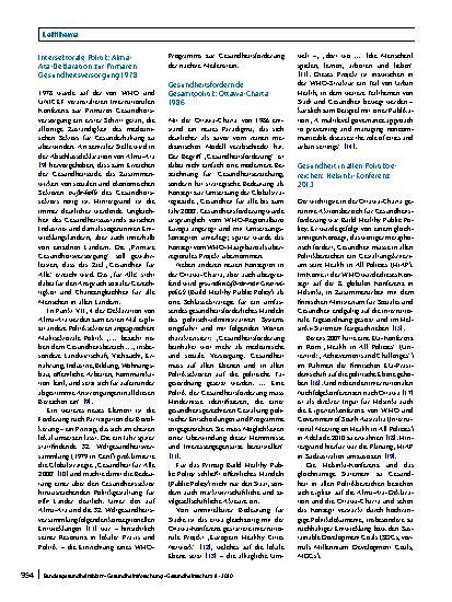 Vorschauseite 2: Nachhaltige StadtGesundheit: konzeptionelle Grundlagen und aktuelle Initiativen