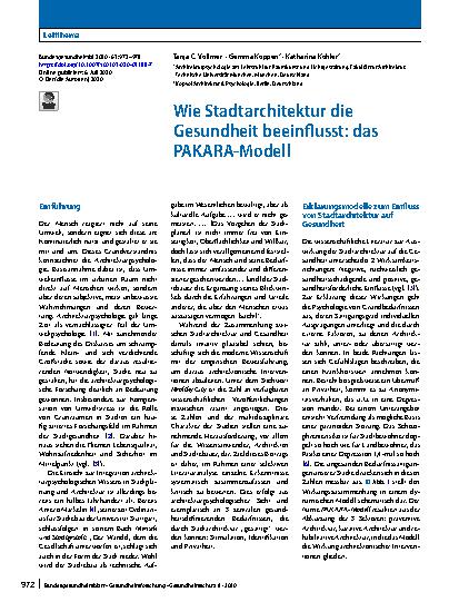 Vorschauseite 1: Wie Stadtarchitektur die Gesundheit beeinflusst: das PAKARA-Modell