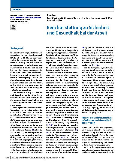 Vorschauseite 1: Berichterstattung zu Sicherheit und Gesundheit bei der Arbeit
