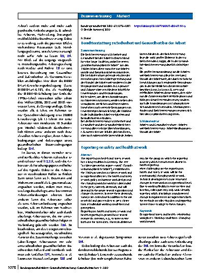Vorschauseite 3: Berichterstattung zu Sicherheit und Gesundheit bei der Arbeit