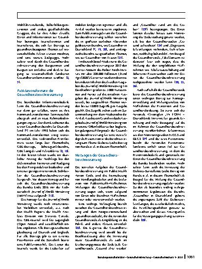 Vorschauseite 5: Gesundheitsberichterstattung des Bundes am Robert Koch-Institut – Status quo und aktuelle Entwicklungen