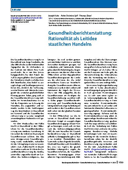 Vorschauseite 1: Gesundheitsberichterstattung: Rationalität als Leitidee staatlichen Handelns