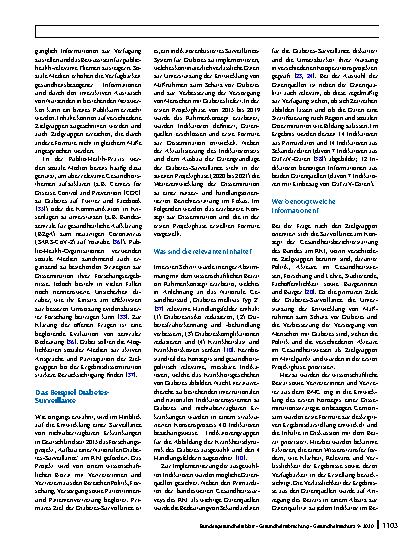 Vorschauseite 5: Gesundheitsberichterstattung im Rahmen von Public Health Surveillance: Das Beispiel Diabetes