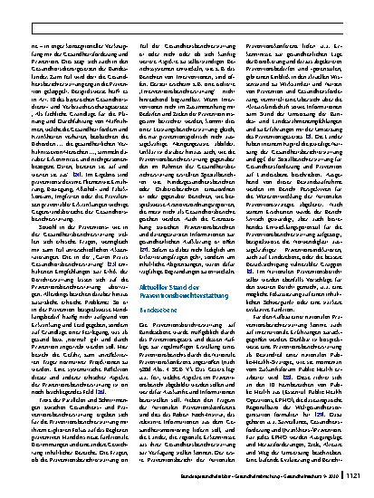 Vorschauseite 4: Präventionsberichterstattung – neue Impulse für die Gesundheitsberichterstattung?