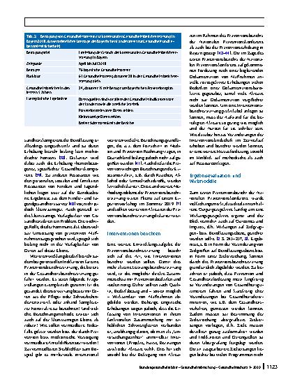 Vorschauseite 6: Präventionsberichterstattung – neue Impulse für die Gesundheitsberichterstattung?