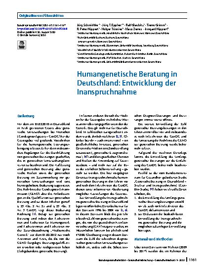 Vorschauseite 1: Humangenetische Beratung in Deutschland: Entwicklung der Inanspruchnahme